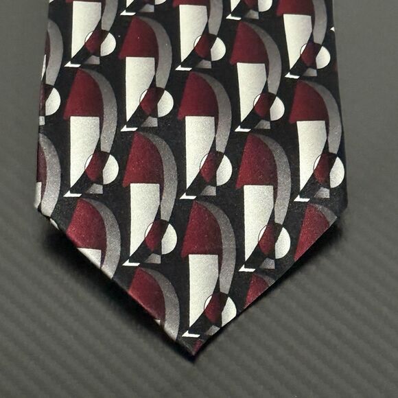 Mosaic Men's Silk Tie Geometric Patterns Handmade 100% Silk - 4" x 58" - Picture 2 of 8